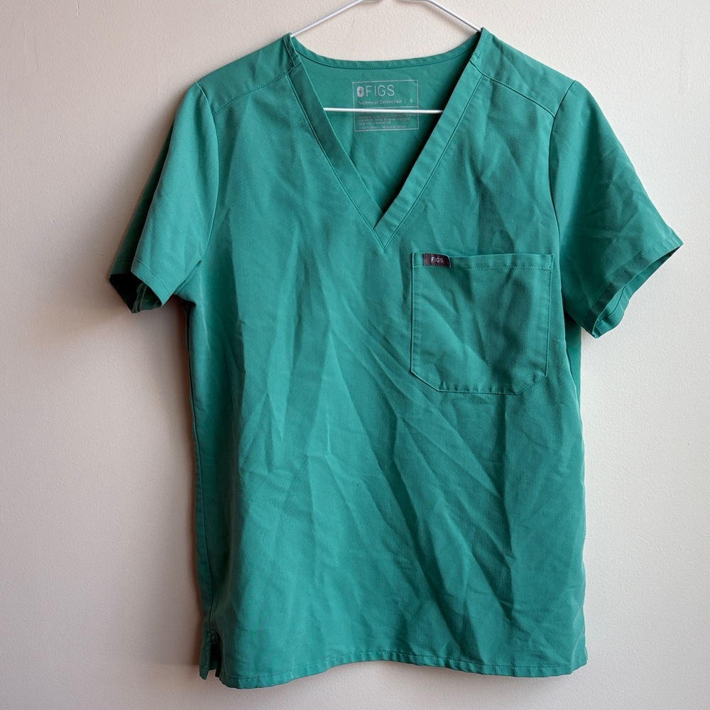 Figs Green V-Neck Scrub Top
